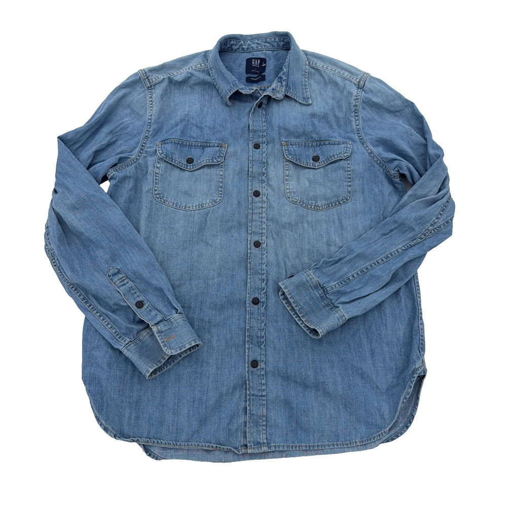 Gap Denim Shirt Mens Large Blue Long Sleeve Button Up Casual Workwear